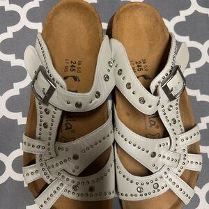 Stylish White Sandals with Studded Design